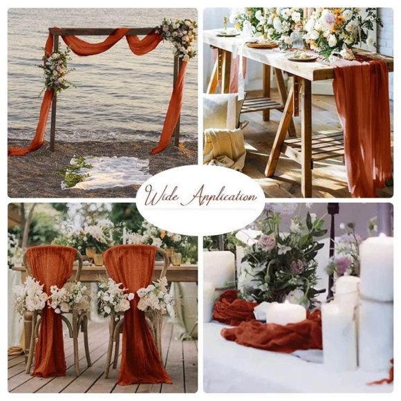 5 Pack Rust Cheesecloth Terracotta Table Runner 13.3ft Boho Gauze Wedding Linen - Picture 2 of 4